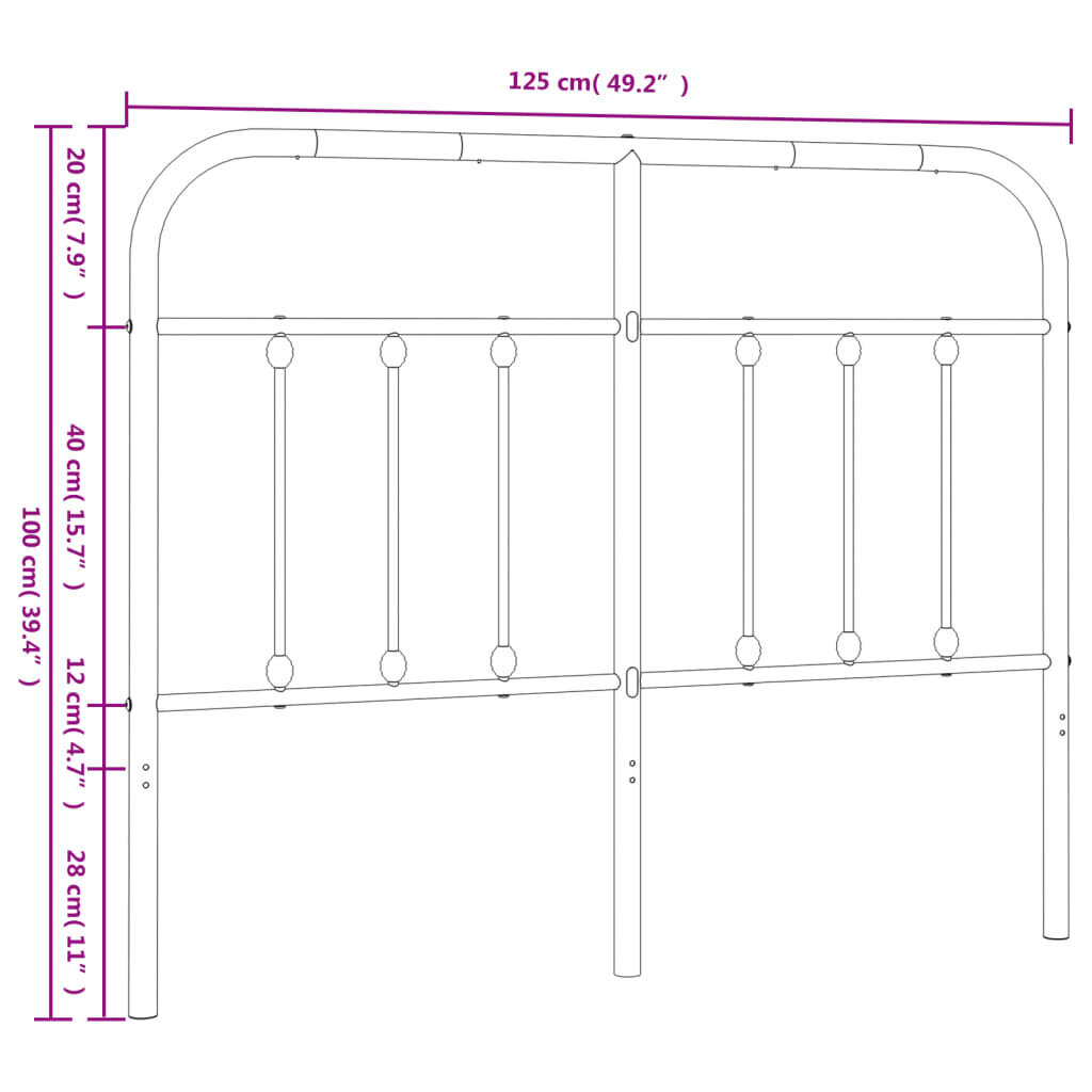 Lovos galvūgalis vidaXL 120cm, juodas kaina ir informacija | Lovos | pigu.lt