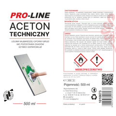 Techninis acetonas 100% purškiamas PRO-LINE purškiklis 500ml 10106731 kaina ir informacija | Mechaniniai įrankiai | pigu.lt