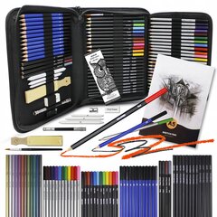Profesionalus pieštukų piešimo rinkinys, 73vnt. kaina ir informacija | Piešimo, tapybos, lipdymo reikmenys | pigu.lt
