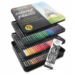 Profesionalus pieštukų rinkinys piešimui Colore, 72vnt. kaina ir informacija | Piešimo, tapybos, lipdymo reikmenys | pigu.lt