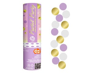 Хлопушка Pastel Party, gold, lilac, white circles 15 см цена и информация | Праздничные декорации | pigu.lt