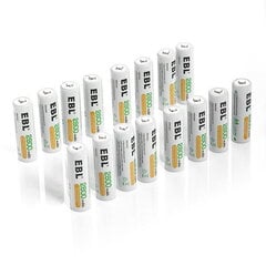 Įkraunamos baterijos, EBL, AA, Ni-MH, 2800 mAh, 16 vnt. цена и информация | Батарейки | pigu.lt