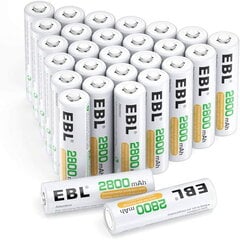 Įkraunamos baterijos, EBL, AA, Ni-MH, 2800 mAh, 20 vnt. kaina ir informacija | Elementai | pigu.lt