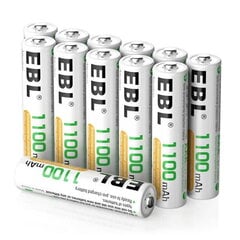 Įkraunamos baterijos, EBL, AAA, Ni-MH, 1100 mAh, 12 vnt. kaina ir informacija | Elementai | pigu.lt