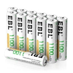 Įkraunamos baterijos, EBL, AAA, Ni-MH, 1100 mAh, 12 vnt. цена и информация | Батарейки | pigu.lt