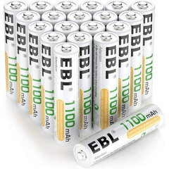 Įkraunamos baterijos, EBL, AAA, Ni-MH, 1100 mAh, 20 vnt. kaina ir informacija | Elementai | pigu.lt