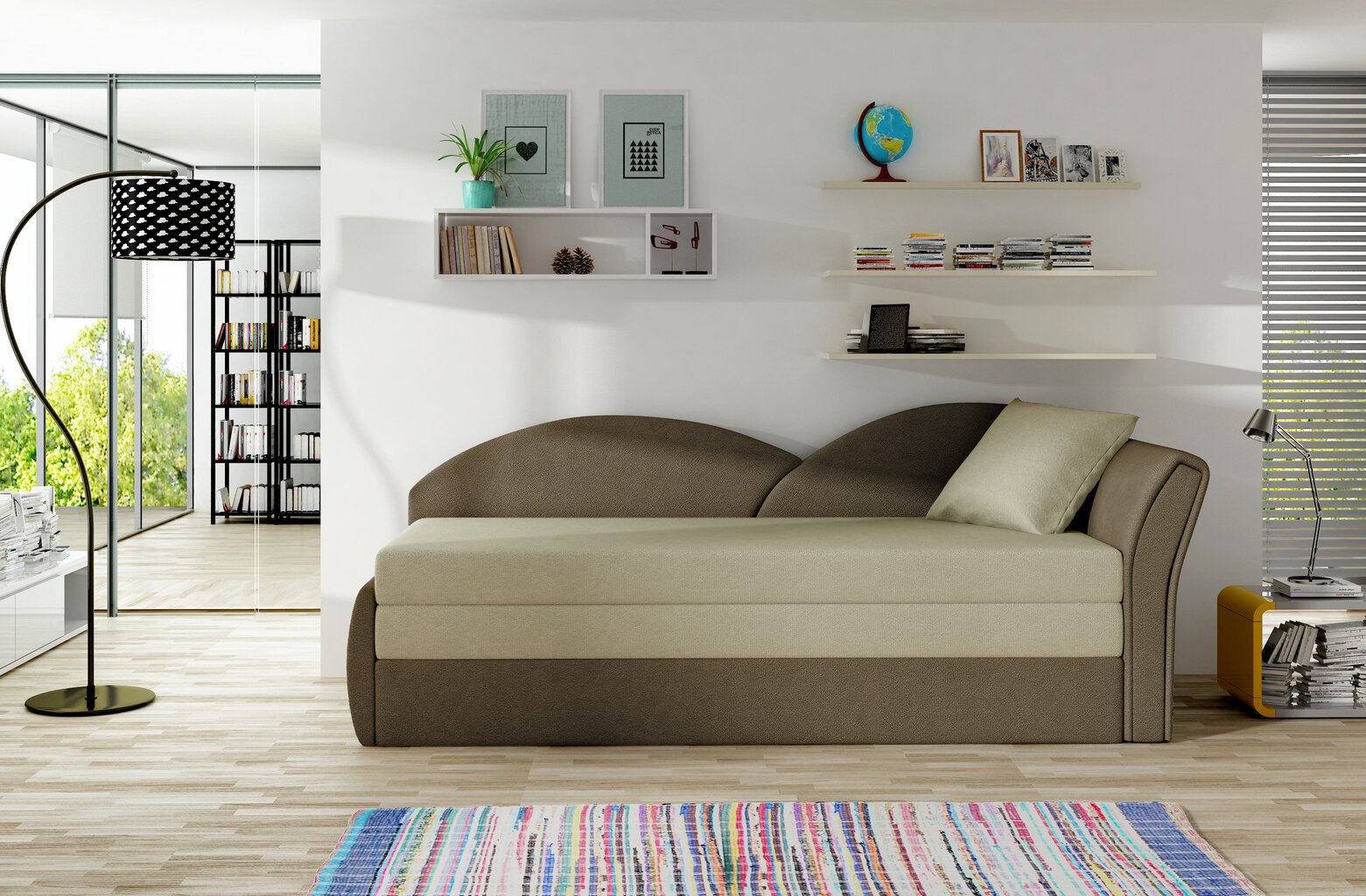 Sofa - lova NORE Aga, ruda kaina ir informacija | Sofos | pigu.lt