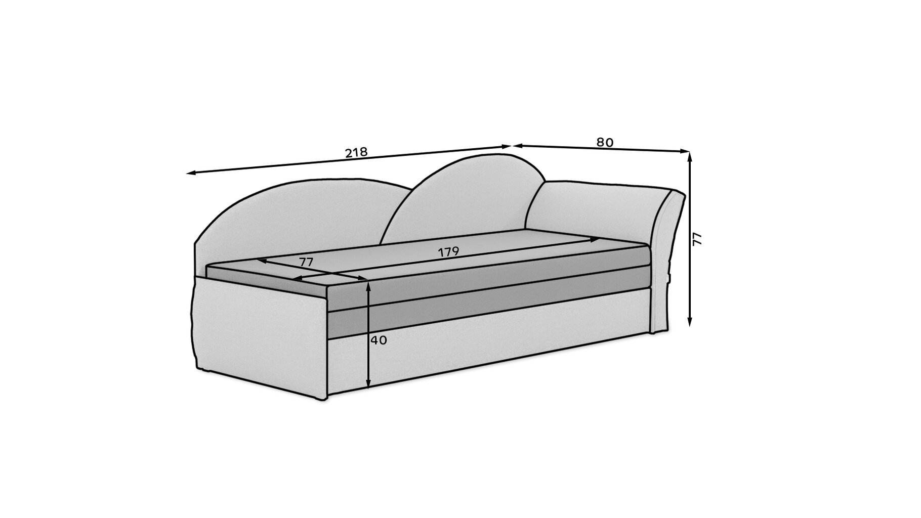 Sofa - lova NORE Aga, violetinė/juoda kaina ir informacija | Sofos | pigu.lt