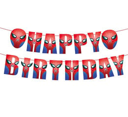 Girlianda Happy birthday Spiderman Žmogus voras, 1 vnt. kaina ir informacija | Dekoracijos šventėms | pigu.lt