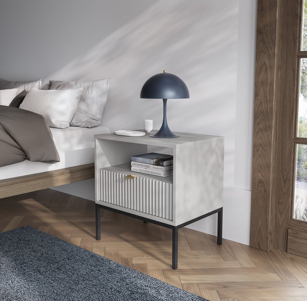 Spintelė prie lovos AKL Furniture Nova Sands S54, pilka kaina ir informacija | Spintelės prie lovos | pigu.lt
