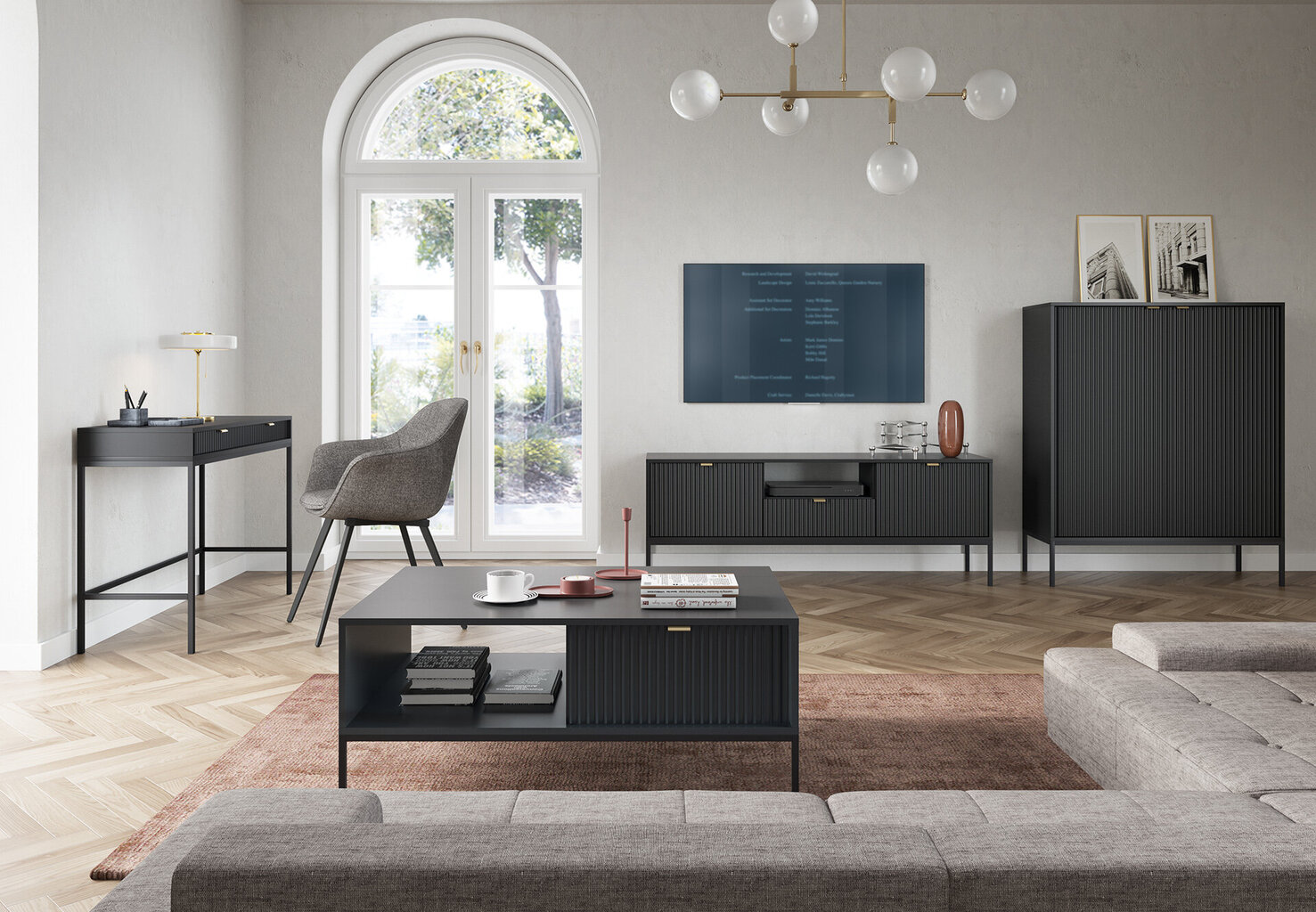 Komoda AKL Furniture Nova Sands K104, juoda kaina ir informacija | Komodos | pigu.lt