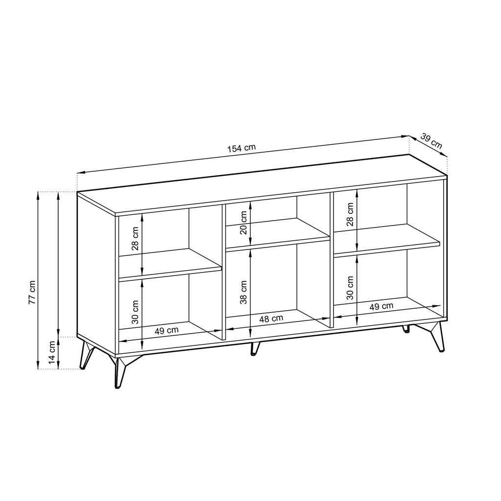 Komoda AKL Furniture Diamond Sands K154, ruda/juoda kaina ir informacija | Komodos | pigu.lt