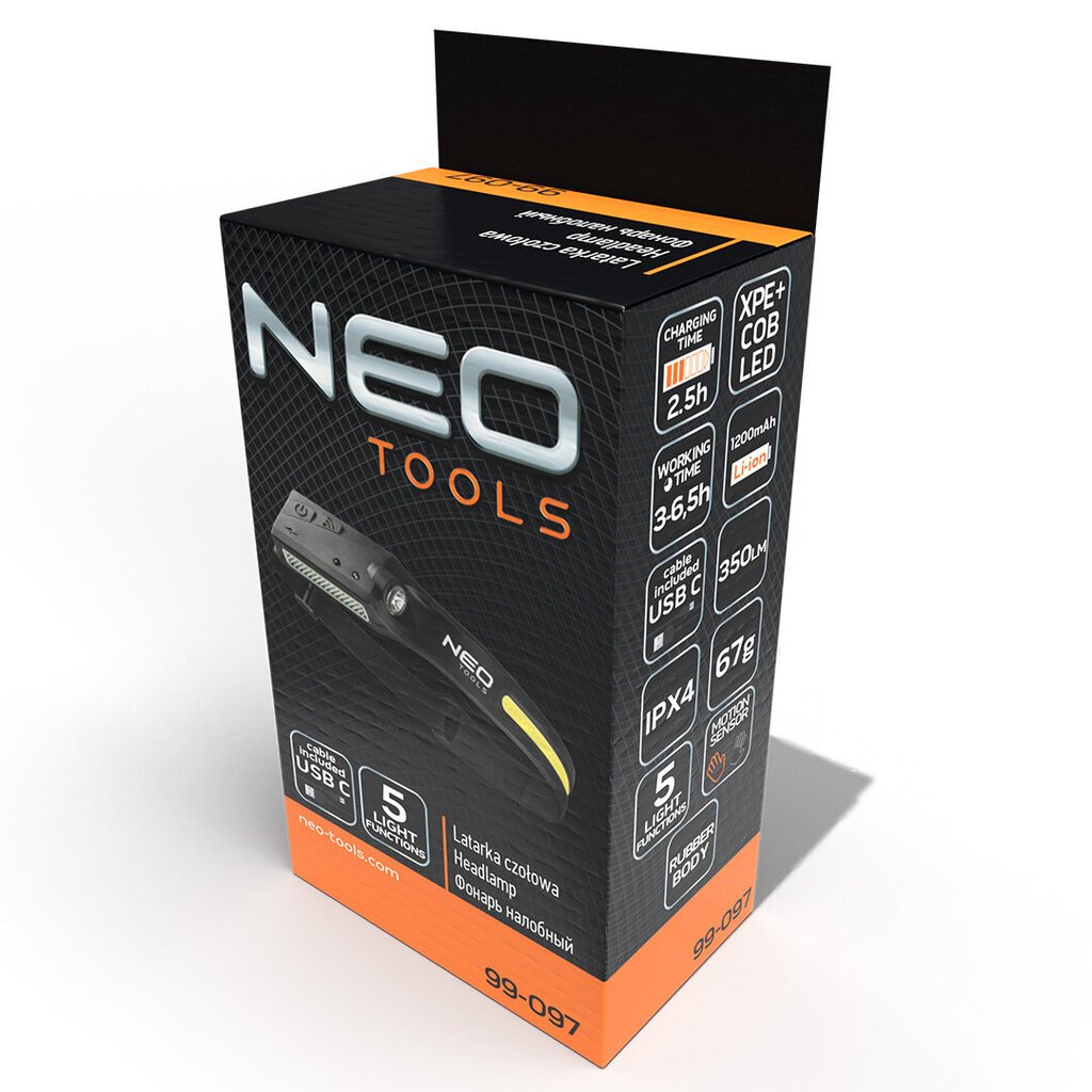 Neo akumuliatorinis LED žibintuvėlis ant galvos 99-097 kaina ir informacija | Žibintuvėliai, prožektoriai | pigu.lt