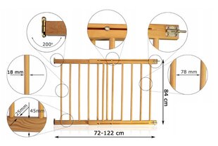 Apsauginiai varteliai, 72-122 cm, rudi kaina ir informacija | Saugos varteliai, apsaugos | pigu.lt