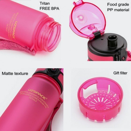 Gertuvė UZSPACE TRITAN 650 ml, plastikas be BPA - 3037-PINK - Rožinė kaina ir informacija | Gertuvės | pigu.lt