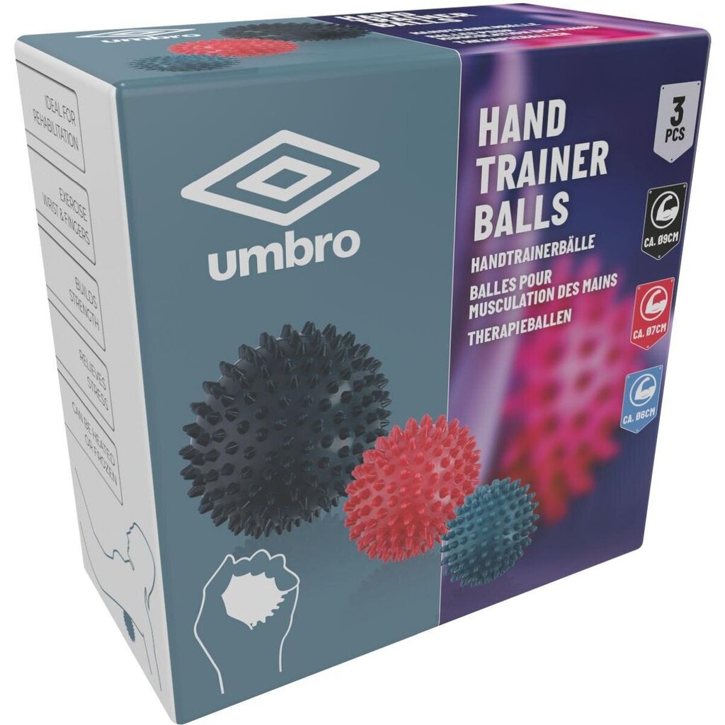 Masažiniai kamuoliukai Umbro, 3vnt, įvairių spalvų kaina ir informacija | Masažo reikmenys | pigu.lt