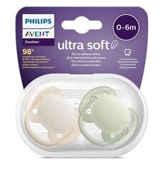 Пустышки Philips Avent, 2 шт, 0-6 месяцев, коричневые/зеленые цена и информация | Пустышки | pigu.lt