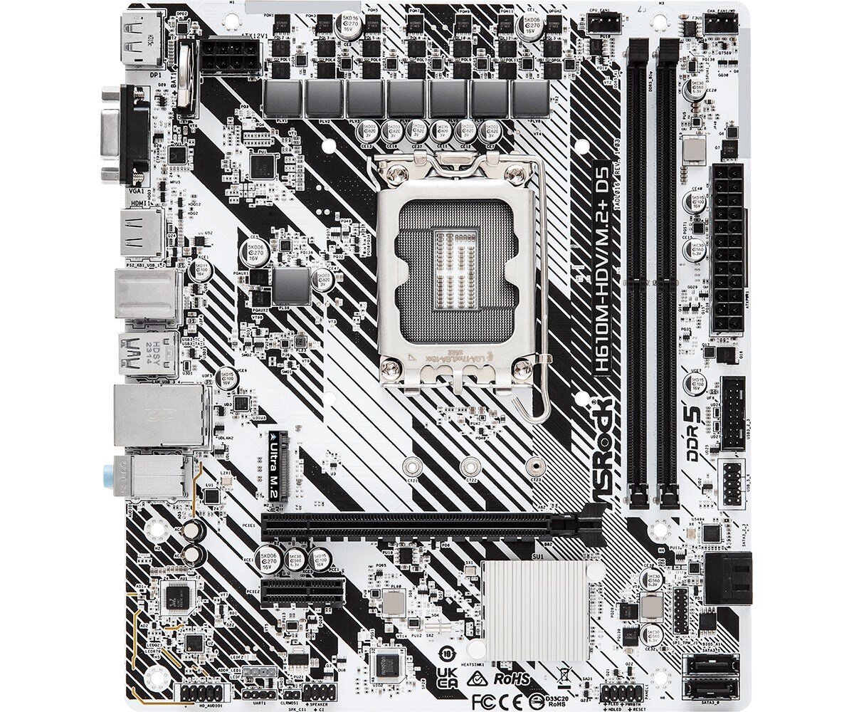 ASRock H610M-HDV/M.2+ D5 kaina ir informacija | Pagrindinės plokštės | pigu.lt