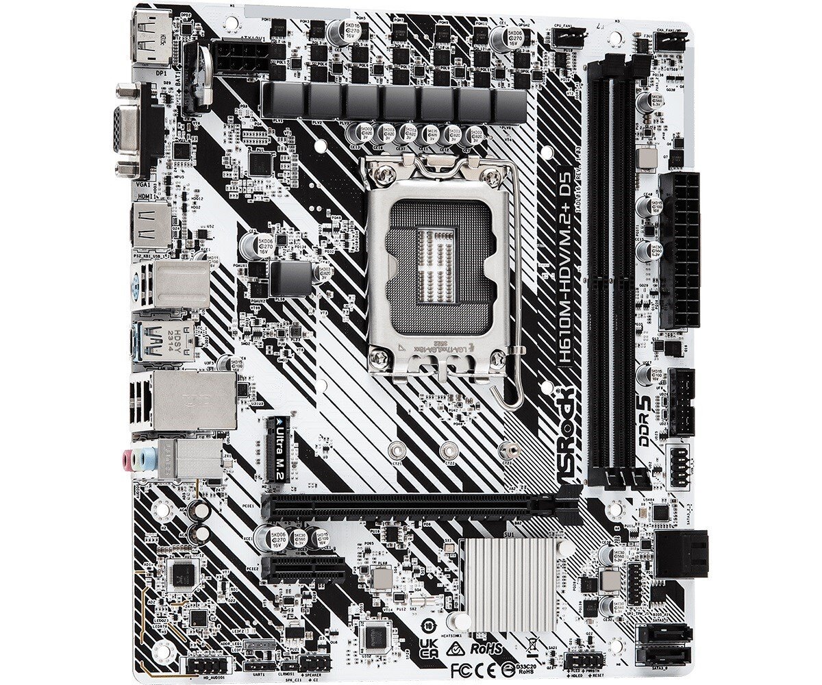 ASRock H610M-HDV/M.2+ D5 kaina ir informacija | Pagrindinės plokštės | pigu.lt