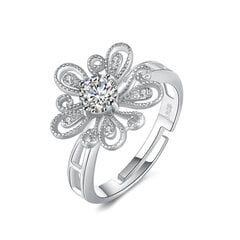 Sidabrinis žiedas su cirkoniu moterims Gėlė R0060 kaina ir informacija | Žiedai | pigu.lt