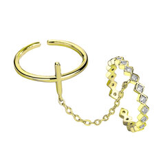 Sidabrinis paauksuotas žiedas moterims R0220 kaina ir informacija | Žiedai | pigu.lt