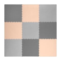 Коврик-пазл из пенопласта, 180 x 180 см, 9 деталей, серый и розовый цена и информация | Развивающие коврики | pigu.lt