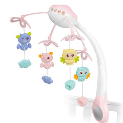 Karuselė su projektoriumi vaikiškai lovelei, rožinė kaina ir informacija | Žaislai kūdikiams | pigu.lt