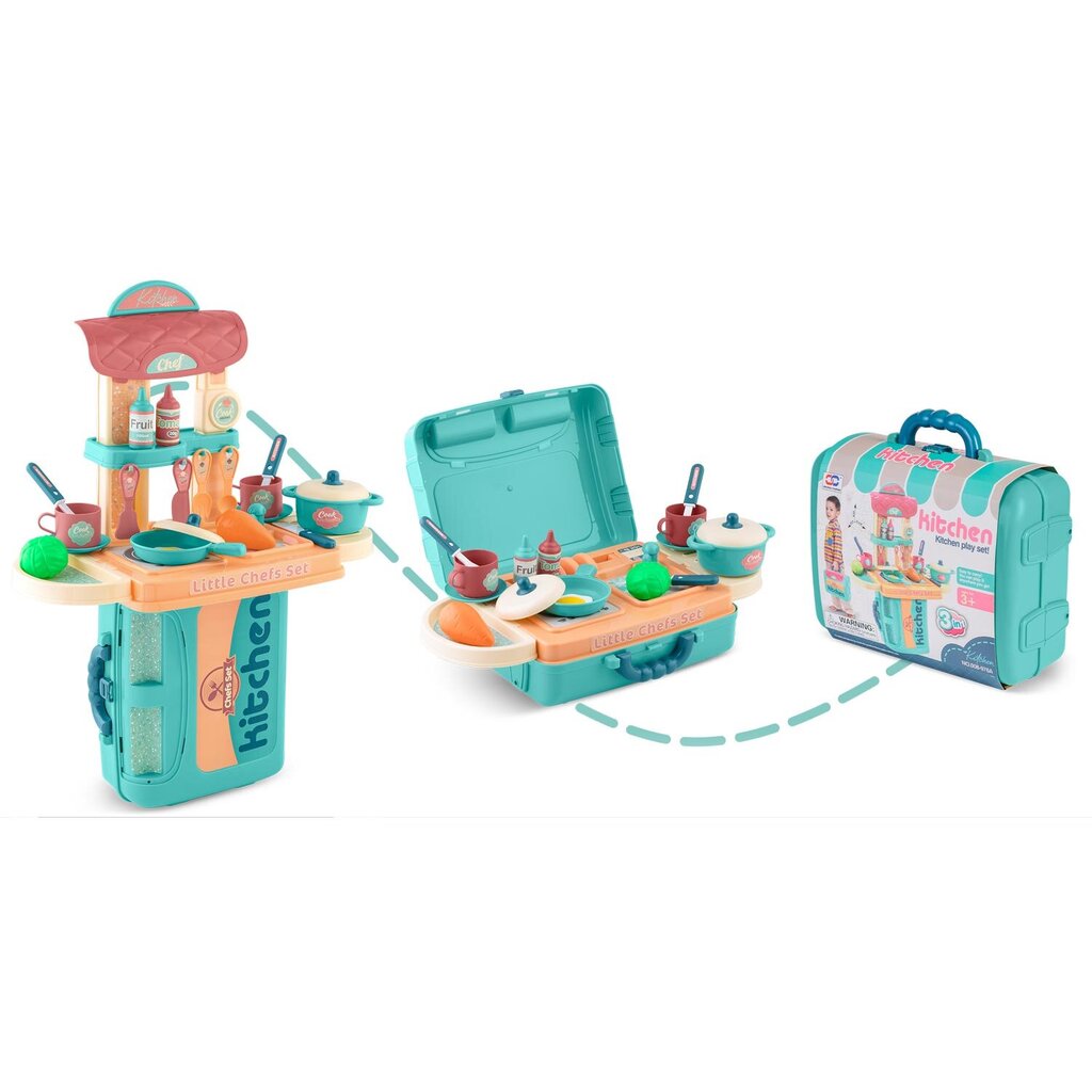 Vaikiška virtuvė su lagaminu, žalia цена и информация | Žaislai mergaitėms | pigu.lt