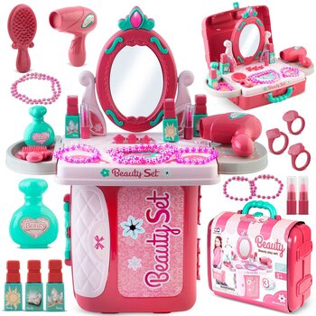 Kosmetinis staliukas vaikams su priedais, rožinis kaina ir informacija | Žaislai mergaitėms | pigu.lt