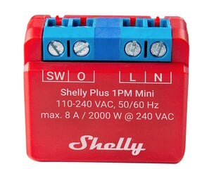 Išmanioji Wi-Fi Bluetooth relė Shelly PLUS 1PM Mini kaina ir informacija | Apsaugos sistemos, valdikliai | pigu.lt