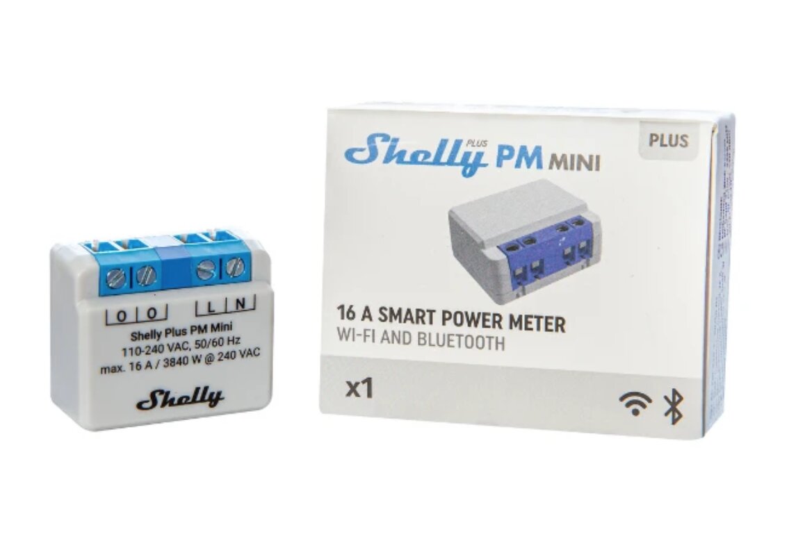 Išmanusis Wi-Fi Bluetooth skaitiklis Shelly PLUS PM Mini цена и информация | Apsaugos sistemos, valdikliai | pigu.lt
