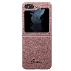 Guess GUHCZF5HGGSHP F731 Z Flip5 różowy|pink hardcase Glitter Script цена и информация | Чехлы для телефонов | pigu.lt