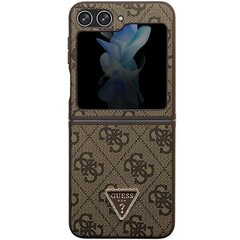 Guess GUHCZF5P4TDPW F731 Z Flip5 brązowy|brown hardcase Leather 4G Triangle Strass цена и информация | Чехлы для телефонов | pigu.lt