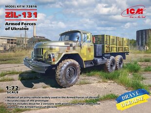  Сборная пластиковая модель. ICM - ZiL-131 Military Truck of the Armed Forces of Ukraine, 1/72, 72816 цена и информация | Склеиваемые модели | pigu.lt