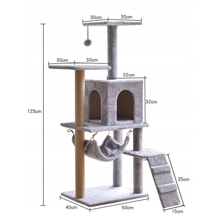 Draskyklė MMTR 120 cm x 55 cm x 120 cm, pilka kaina ir informacija | Draskyklės | pigu.lt