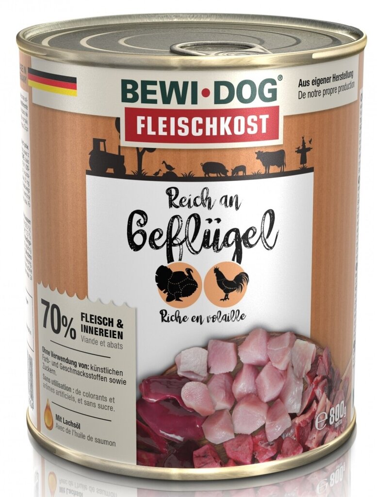 Bewi dog rich in Poultry šunų konservai paukštiena 800 g × 6 vnt цена и информация | Konservai šunims | pigu.lt