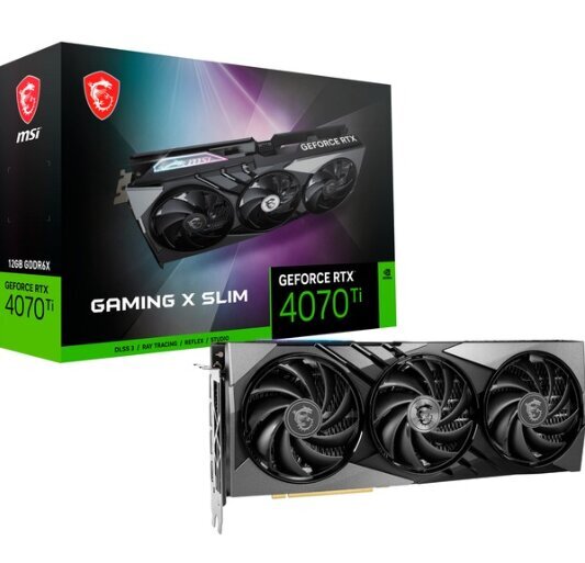 MSI GeForce RTX 4070 Ti Gaming X Slim 12G (V513-250R) kaina ir informacija | Vaizdo plokštės (GPU) | pigu.lt