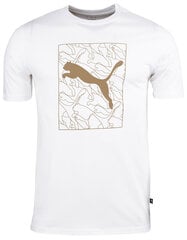 Marškinėliai vyrams Puma Graphics Cat 677184 02, balti цена и информация | Мужские футболки | pigu.lt
