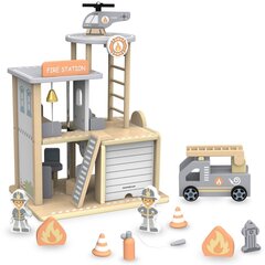 Medinė ugniagesių stotis su priedais StoreXO kaina ir informacija | Žaislai berniukams | pigu.lt