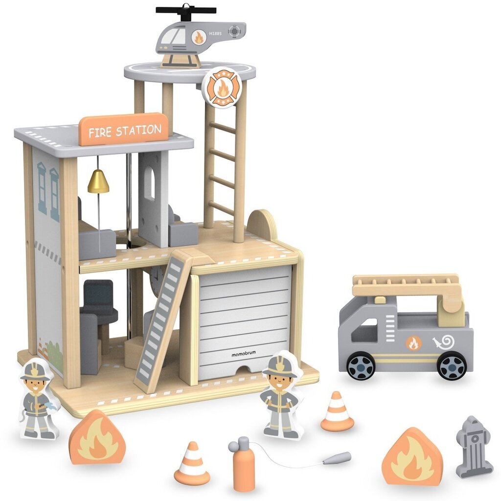 Medinė ugniagesių stotis su priedais StoreXO цена и информация | Žaislai berniukams | pigu.lt