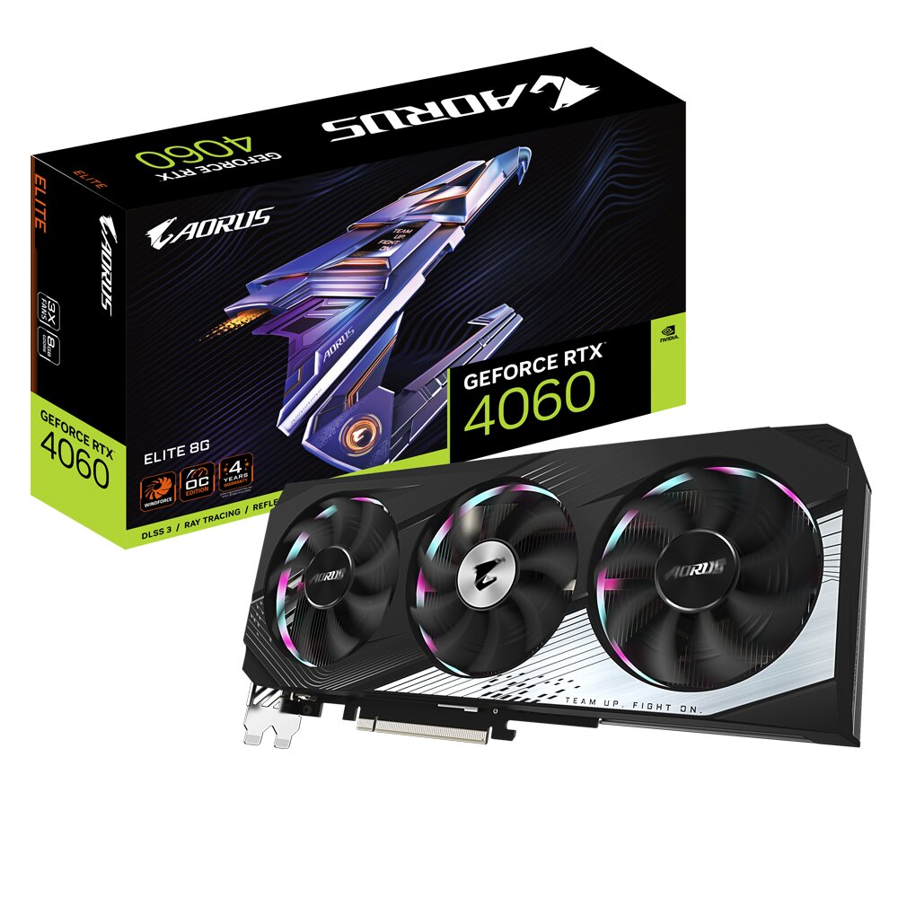 Gigabyte Aorus GeForce RTX 4060 Elite 8G (GV-N4060AORUS E-8GD) kaina ir informacija | Vaizdo plokštės (GPU) | pigu.lt