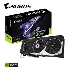 Gigabyte Aorus GeForce RTX 4060 Elite 8G (GV-N4060AORUS E-8GD) цена и информация | Видеокарты (GPU) | pigu.lt