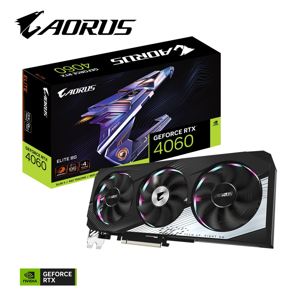 Gigabyte Aorus GeForce RTX 4060 Elite 8G (GV-N4060AORUS E-8GD) kaina ir informacija | Vaizdo plokštės (GPU) | pigu.lt