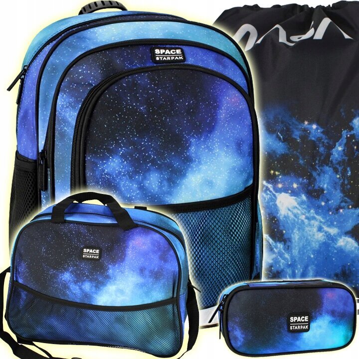 Mokyklinė kuprinė su priedais Starpak Space Cosmos 506937, 4 dalių kaina ir informacija | Kuprinės mokyklai, sportiniai maišeliai | pigu.lt