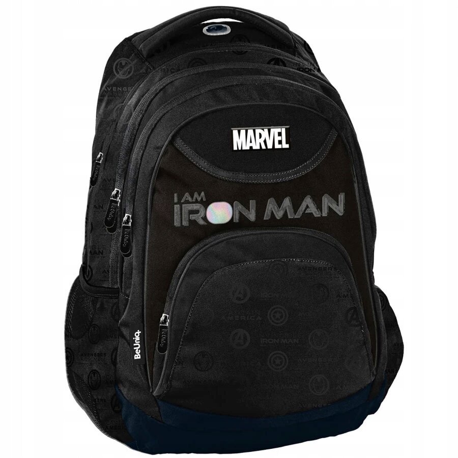 Mokyklinė kuprinė BeUniq Iron Man Black AV23SS-2708, 40x30x18 cm kaina ir informacija | Kuprinės mokyklai, sportiniai maišeliai | pigu.lt
