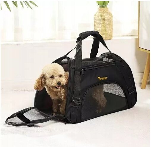 Gyvūnų transportavimo krepšys Purlov, juodas kaina ir informacija | Transportavimo narvai, krepšiai | pigu.lt
