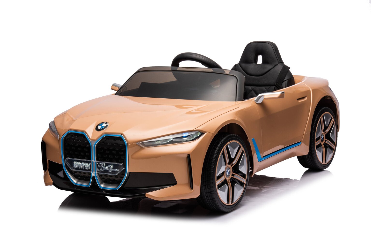 Vienvietis elektromobilis vaikams BMW I4 4X4 Delux, rudas kaina ir informacija | Elektromobiliai vaikams | pigu.lt