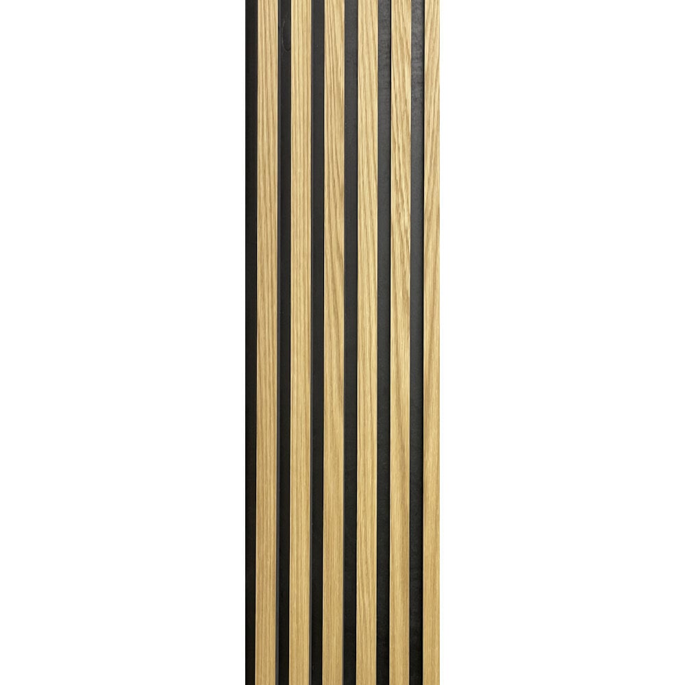 Akustinė linijinė dekoratyvinė plokštė su natūralaus ąžuolo lukštu. 2,5m kaina ir informacija | Plytelės sienoms | pigu.lt
