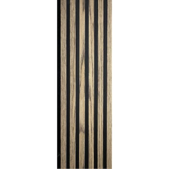 Akustinė linijinė dekoratyvinė plokštė su konjako atspalvio ąžuolo lukštu. 2,5m kaina ir informacija | Plytelės sienoms | pigu.lt