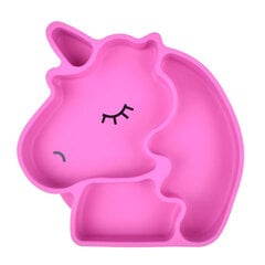 Silikoninė lėkštė su siurbtuku Unicorn, rožinė kaina ir informacija | Kūdikių indai, indeliai pienui ir įrankiai | pigu.lt